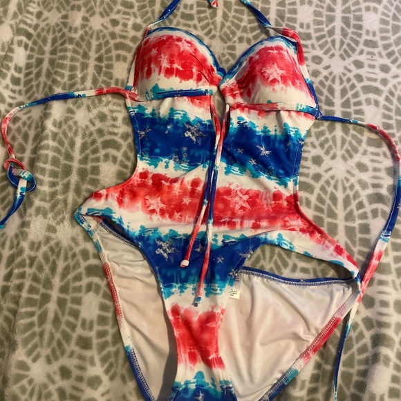 Venus American Flag Detail One Piece Bathing Suit sz4 - Picture 1 of 2